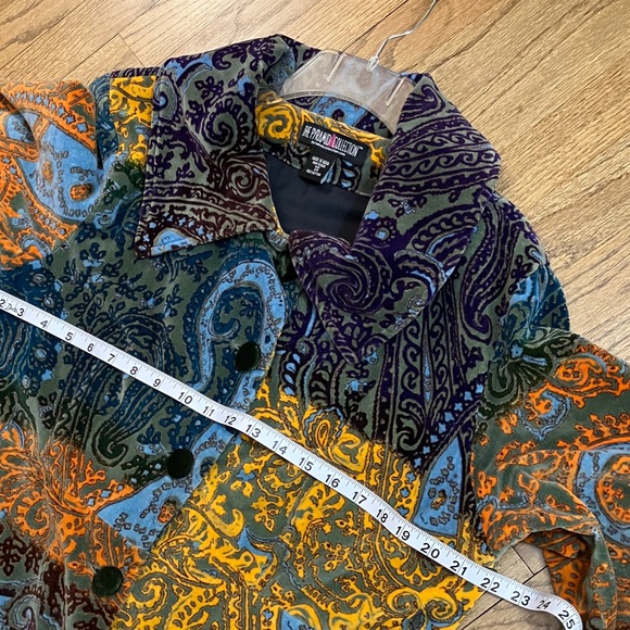 Pyramid Collection Multicolor Paisley Cotton Velvet  Size 14 Coat With Pockets - Picture 17 of 17